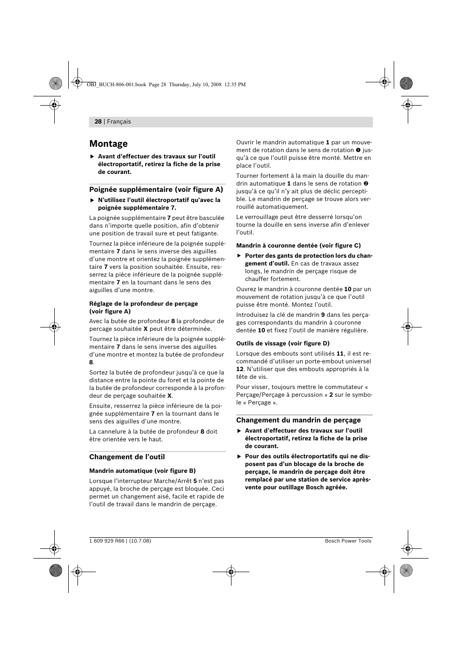 Montage | Bosch GSB 16 RE Professional User Manual | Page 28 / 229