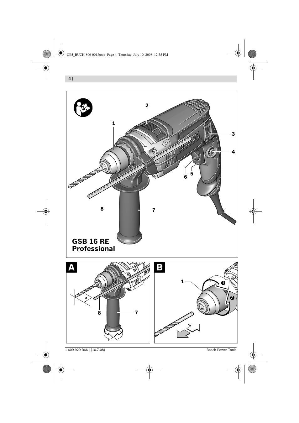 Gsb 16 re professional | Bosch GSB 16 RE Professional User Manual | Page 4 / 229