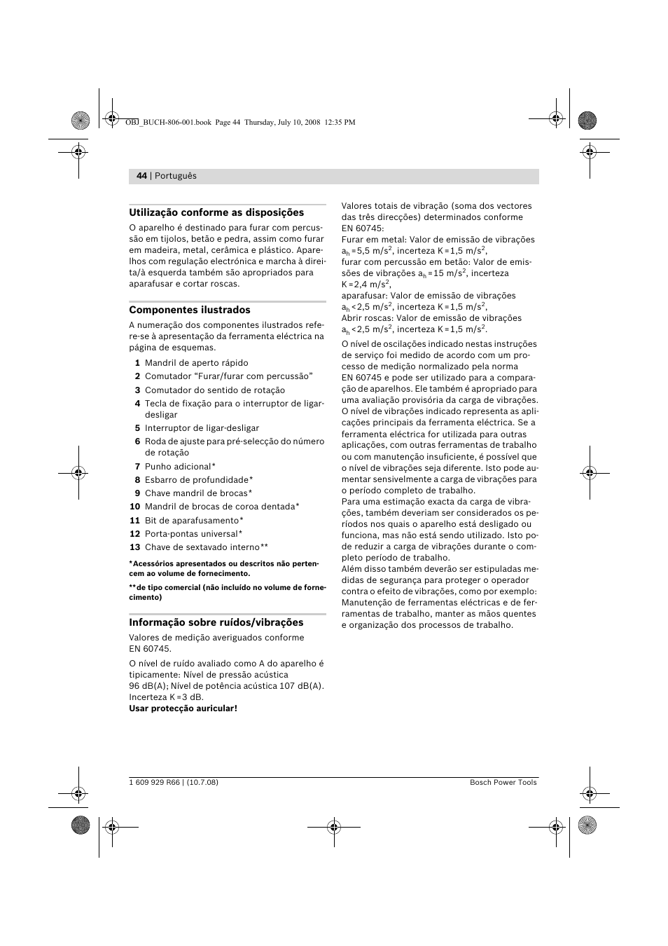 Bosch GSB 16 RE Professional User Manual | Page 44 / 229