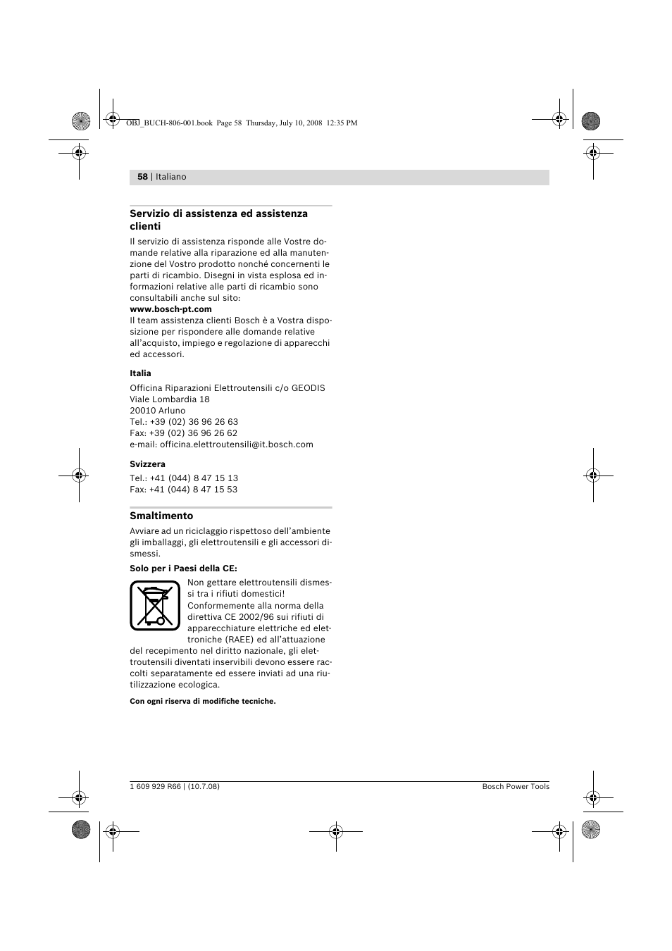 Bosch GSB 16 RE Professional User Manual | Page 58 / 229