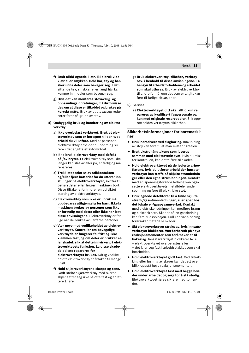 Bosch GSB 16 RE Professional User Manual | Page 83 / 229