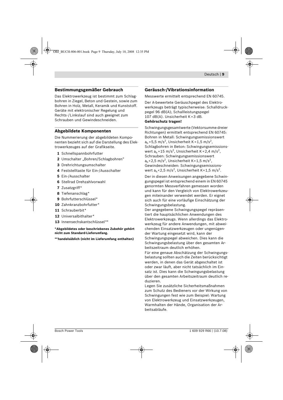 Bosch GSB 16 RE Professional User Manual | Page 9 / 229