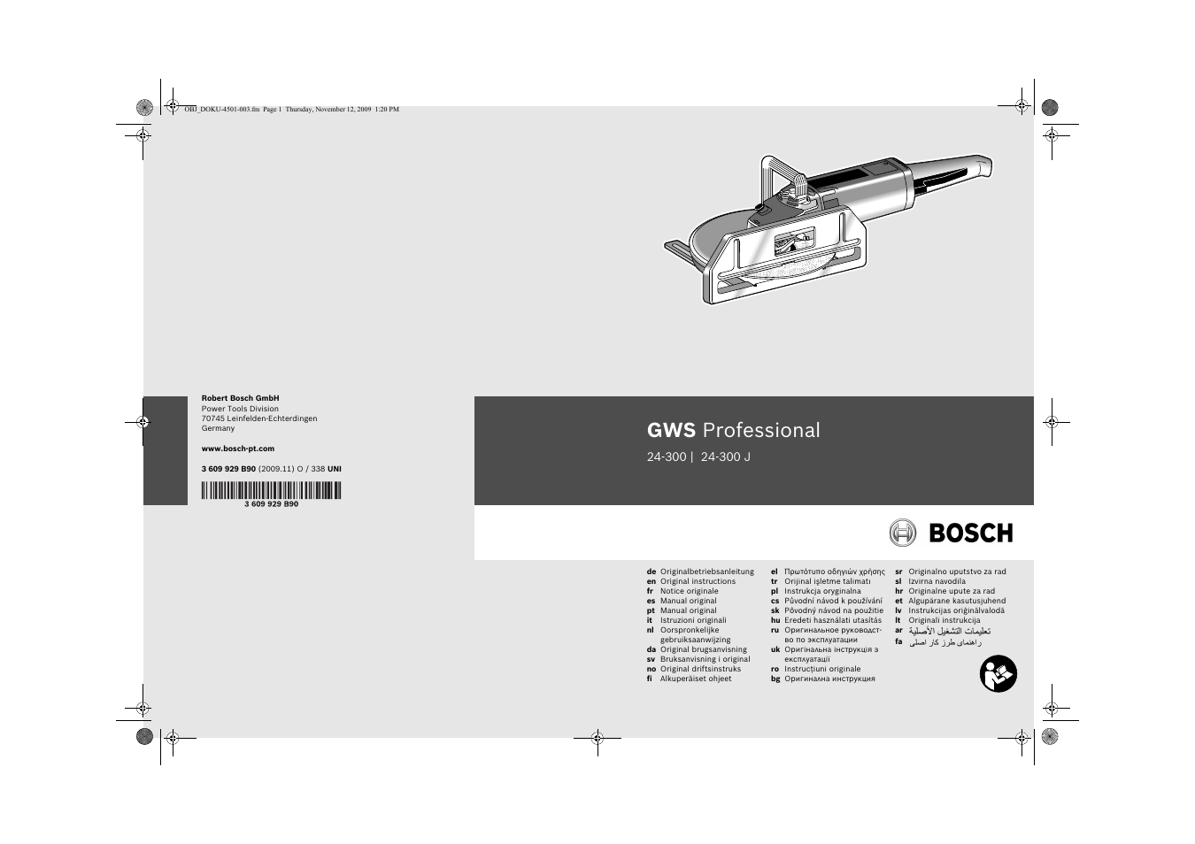 Bosch GWS Professional 24-300 User Manual | 337 pages