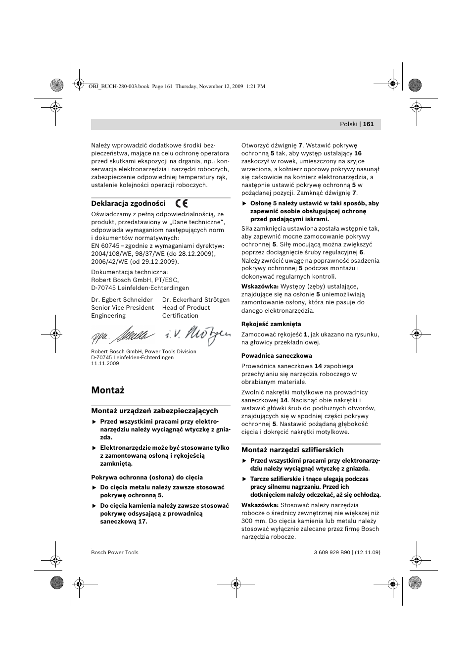 Montaż | Bosch GWS Professional 24-300 User Manual | Page 161 / 337