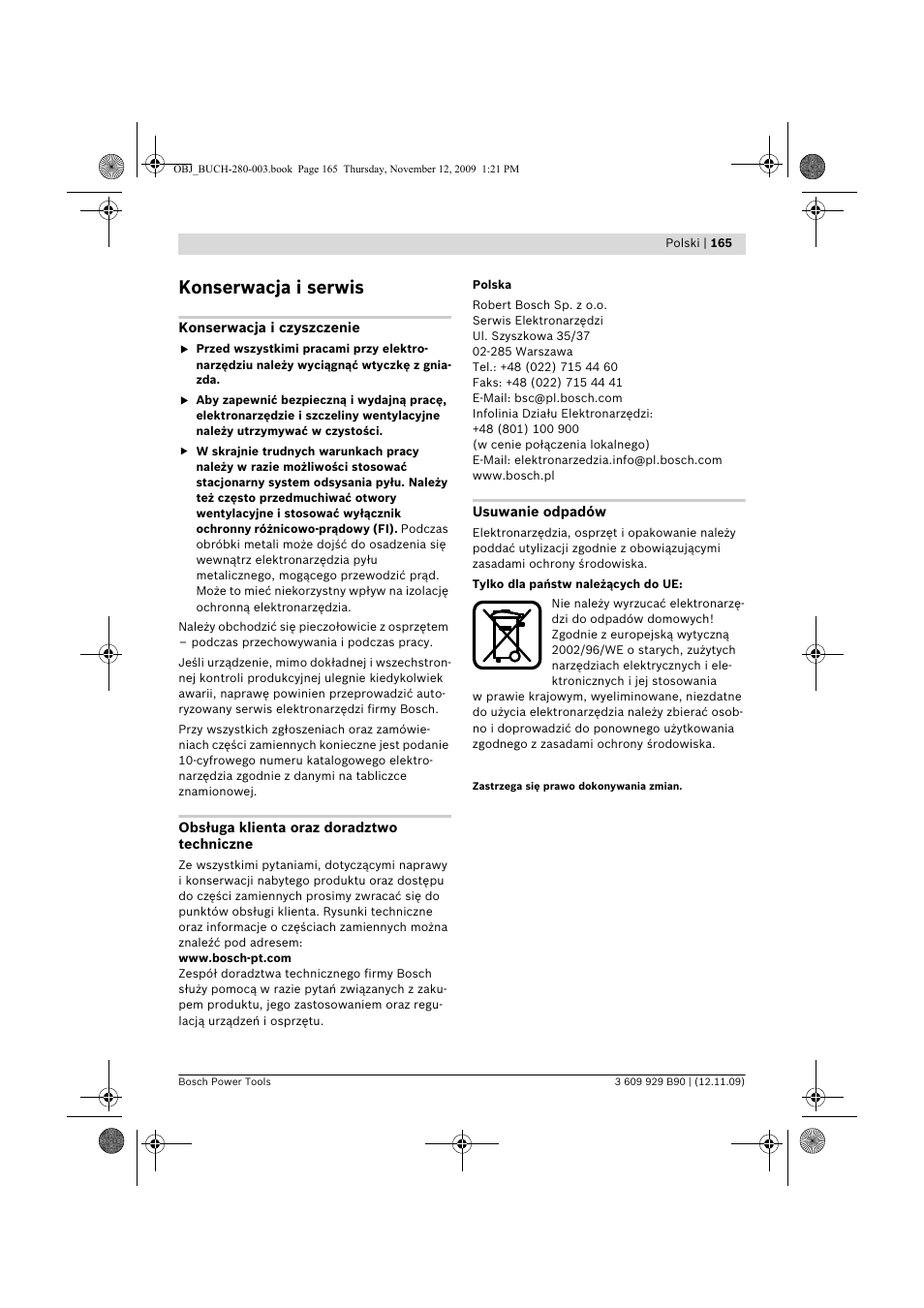 Konserwacja i serwis | Bosch GWS Professional 24-300 User Manual | Page 165 / 337