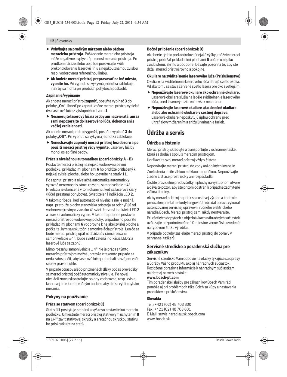 Údržba a servis | Bosch PCL 10 User Manual | Page 12 / 39