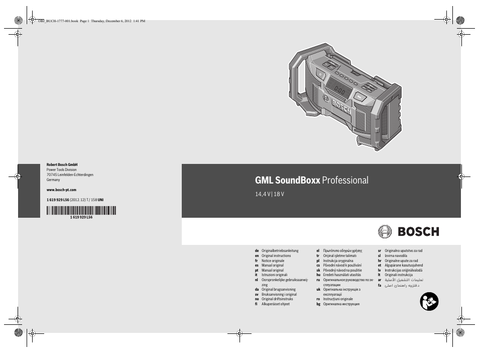 Bosch GML SoundBoxx Professional 14,4 V User Manual | 157 pages