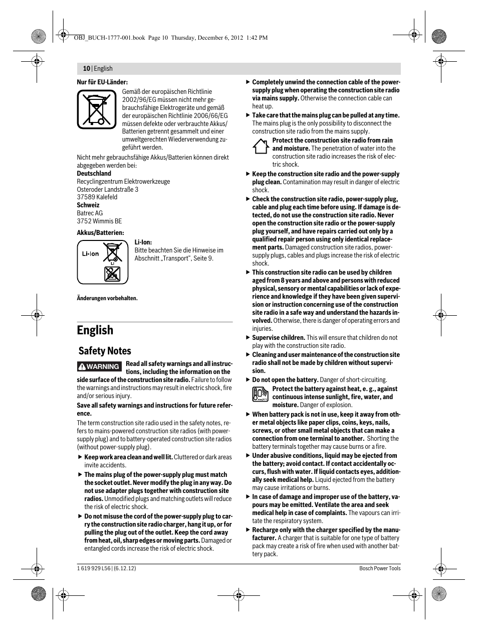 English | Bosch GML SoundBoxx Professional 14,4 V User Manual | Page 10 / 157