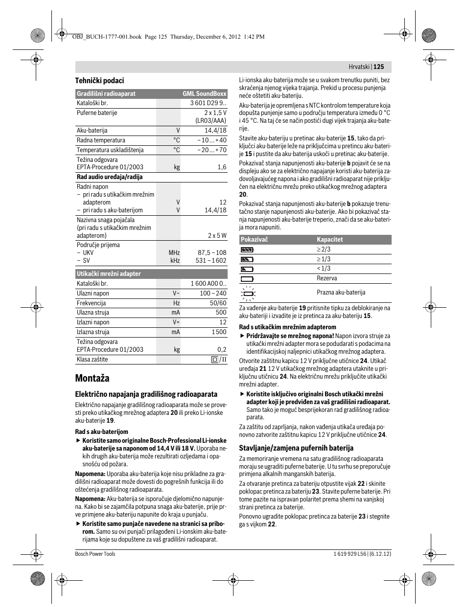 Montaža | Bosch GML SoundBoxx Professional 14,4 V User Manual | Page 125 / 157