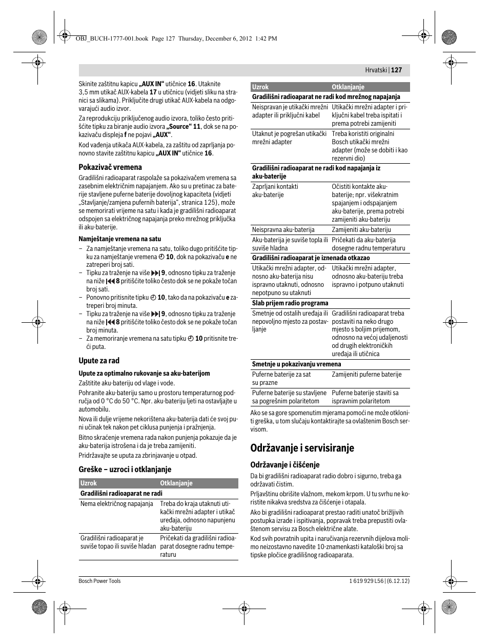 Održavanje i servisiranje | Bosch GML SoundBoxx Professional 14,4 V User Manual | Page 127 / 157