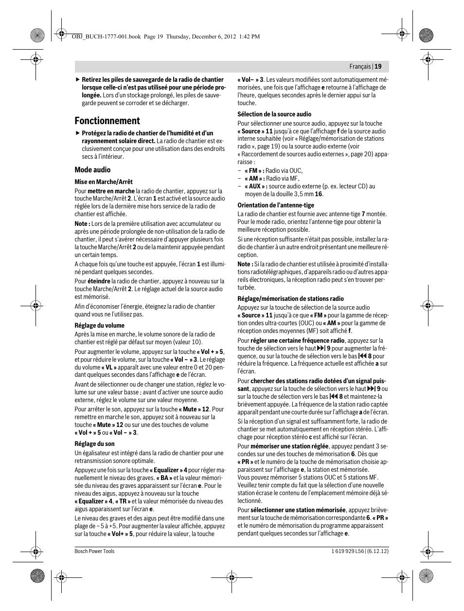 Fonctionnement | Bosch GML SoundBoxx Professional 14,4 V User Manual | Page 19 / 157