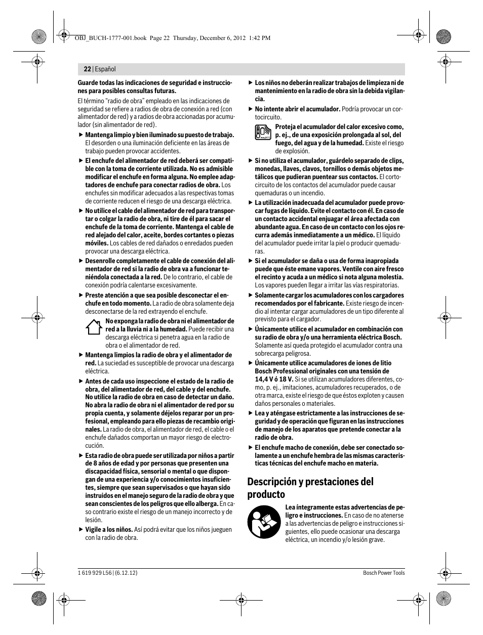 Descripción y prestaciones del producto | Bosch GML SoundBoxx Professional 14,4 V User Manual | Page 22 / 157