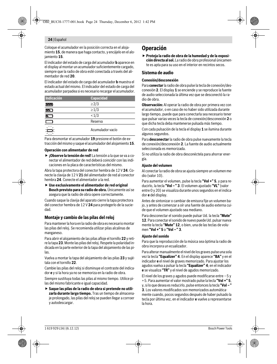 Operación | Bosch GML SoundBoxx Professional 14,4 V User Manual | Page 24 / 157