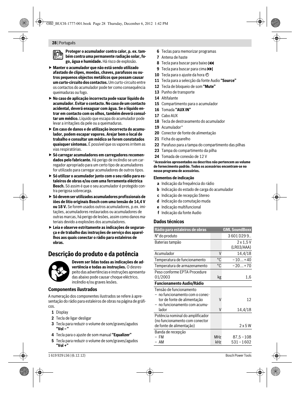 Descrição do produto e da potência | Bosch GML SoundBoxx Professional 14,4 V User Manual | Page 28 / 157