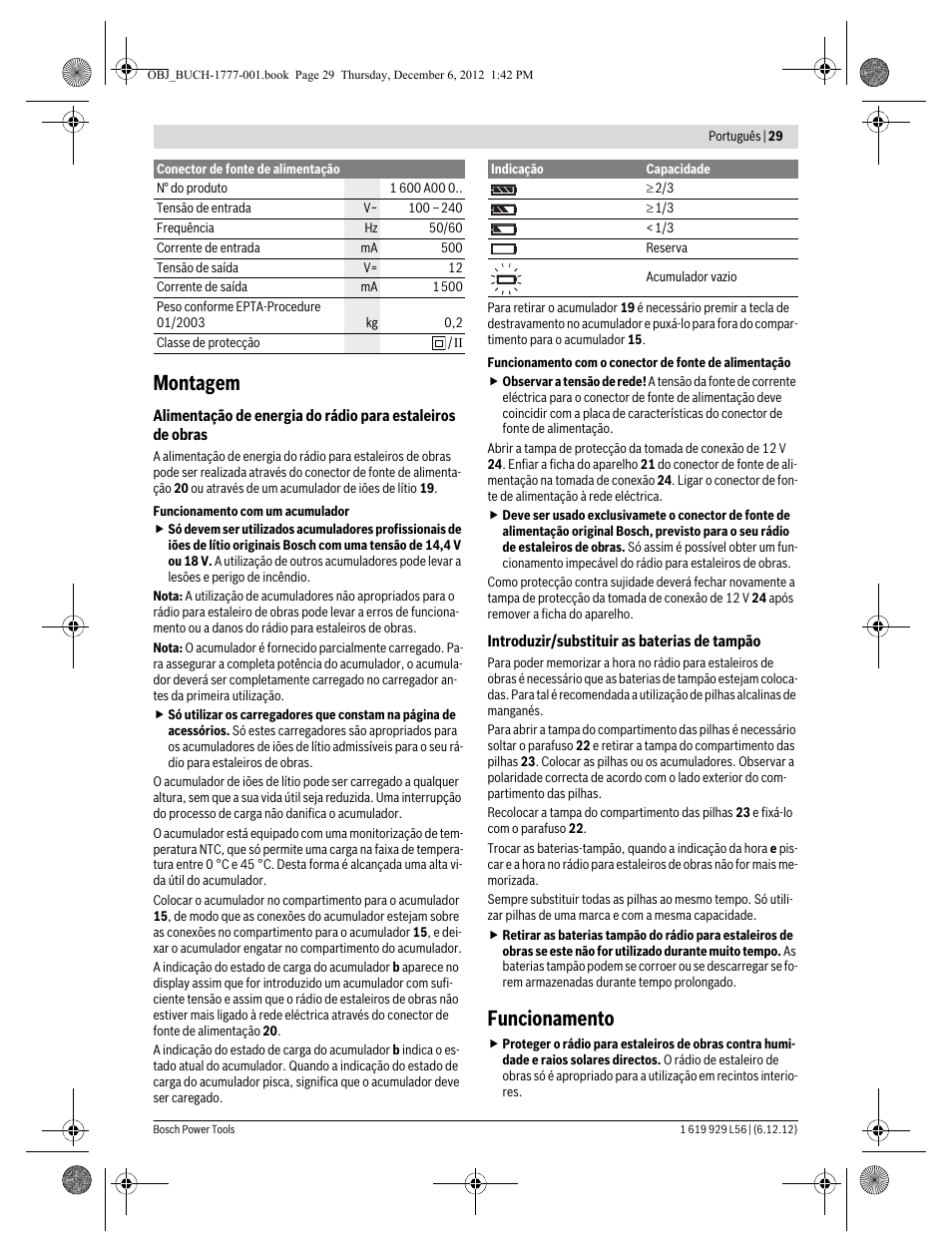 Montagem, Funcionamento | Bosch GML SoundBoxx Professional 14,4 V User Manual | Page 29 / 157