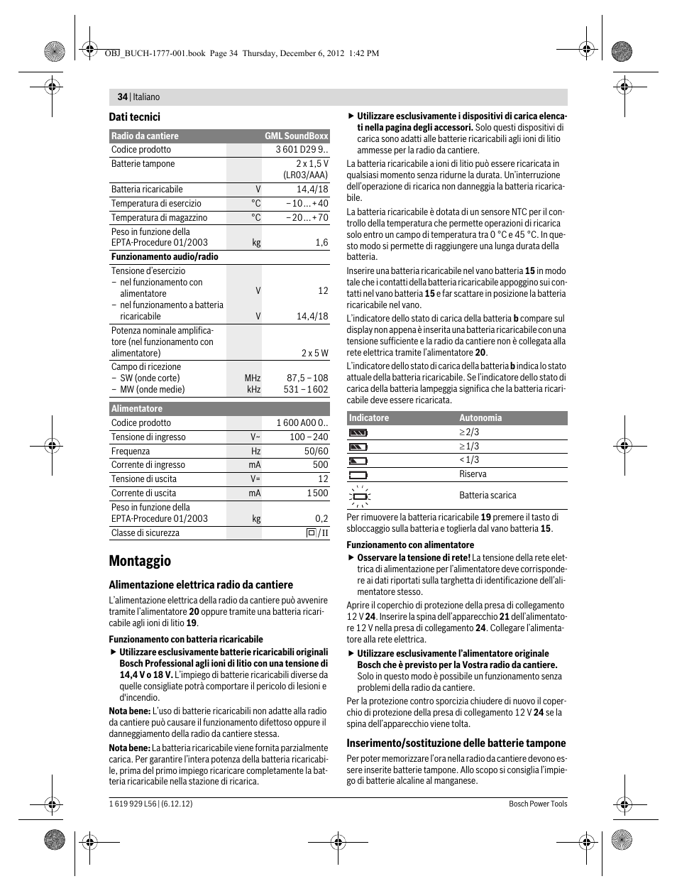 Montaggio | Bosch GML SoundBoxx Professional 14,4 V User Manual | Page 34 / 157