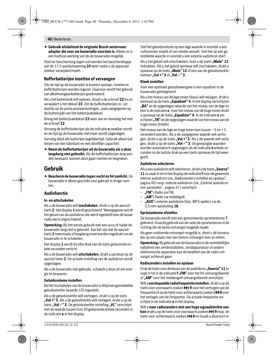 Gebruik | Bosch GML SoundBoxx Professional 14,4 V User Manual | Page 40 / 157