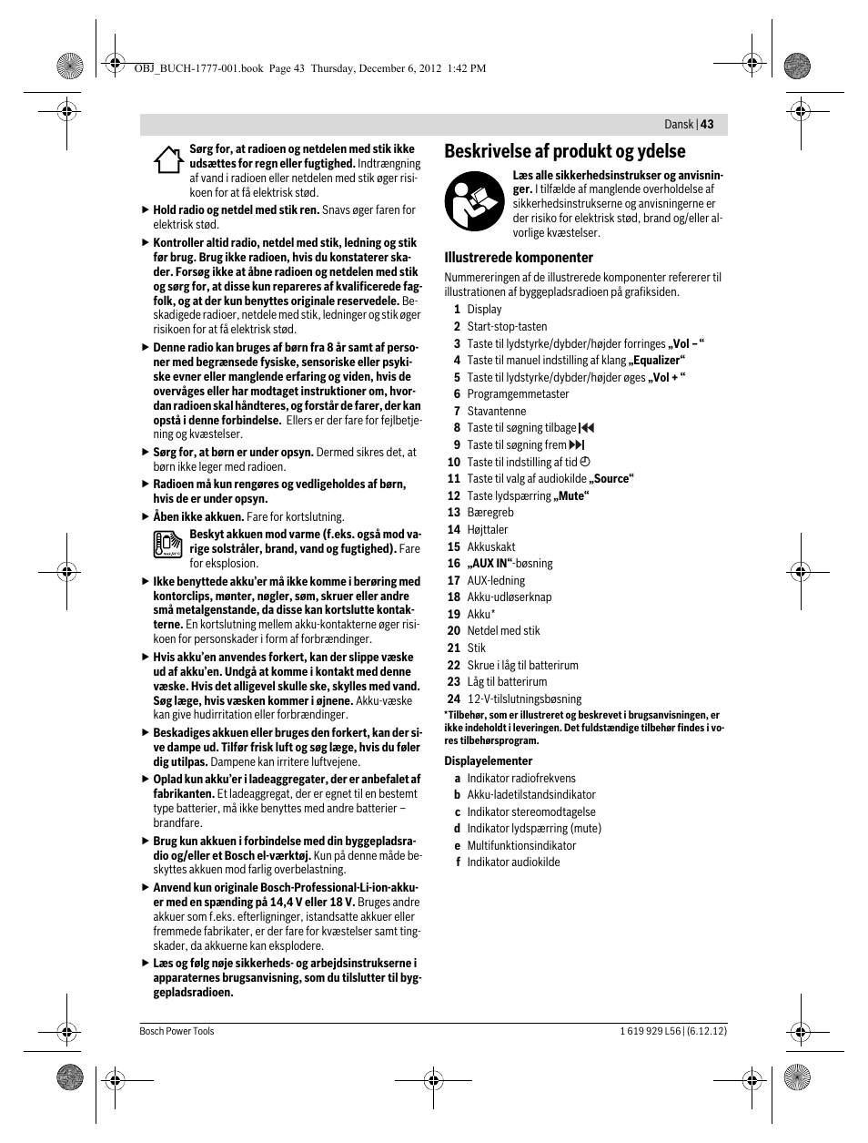 Beskrivelse af produkt og ydelse | Bosch GML SoundBoxx Professional 14,4 V User Manual | Page 43 / 157