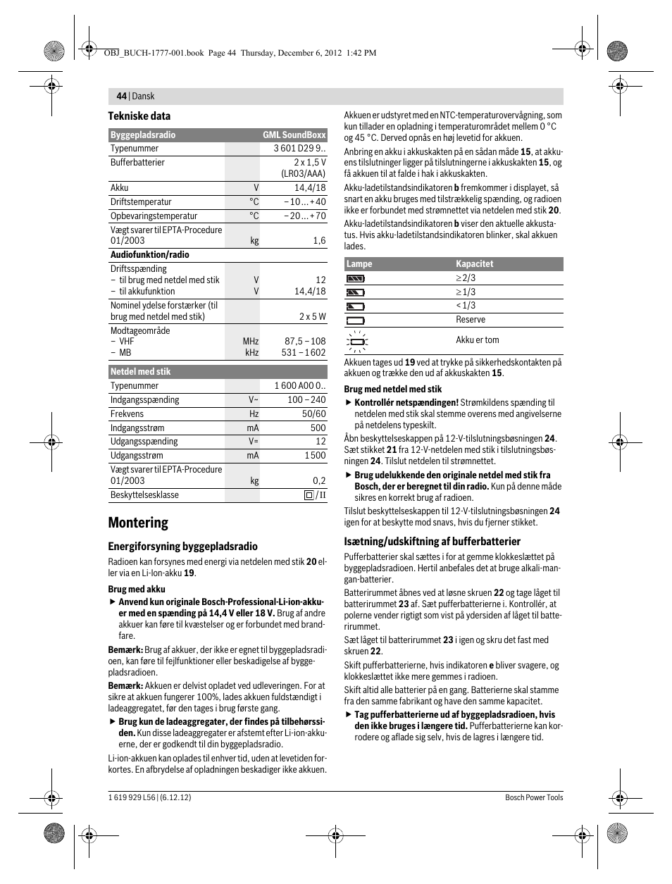 Montering | Bosch GML SoundBoxx Professional 14,4 V User Manual | Page 44 / 157