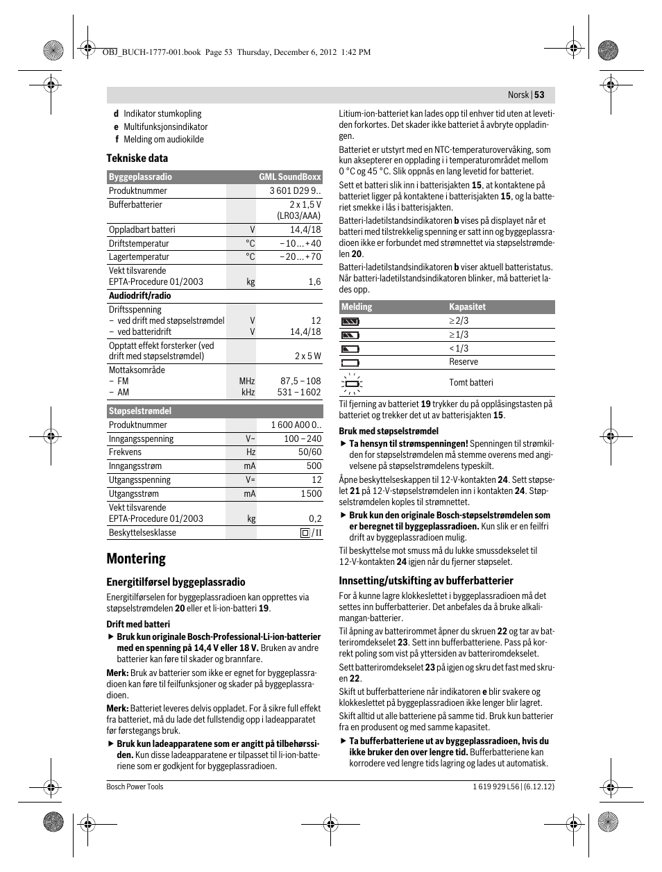 Montering | Bosch GML SoundBoxx Professional 14,4 V User Manual | Page 53 / 157