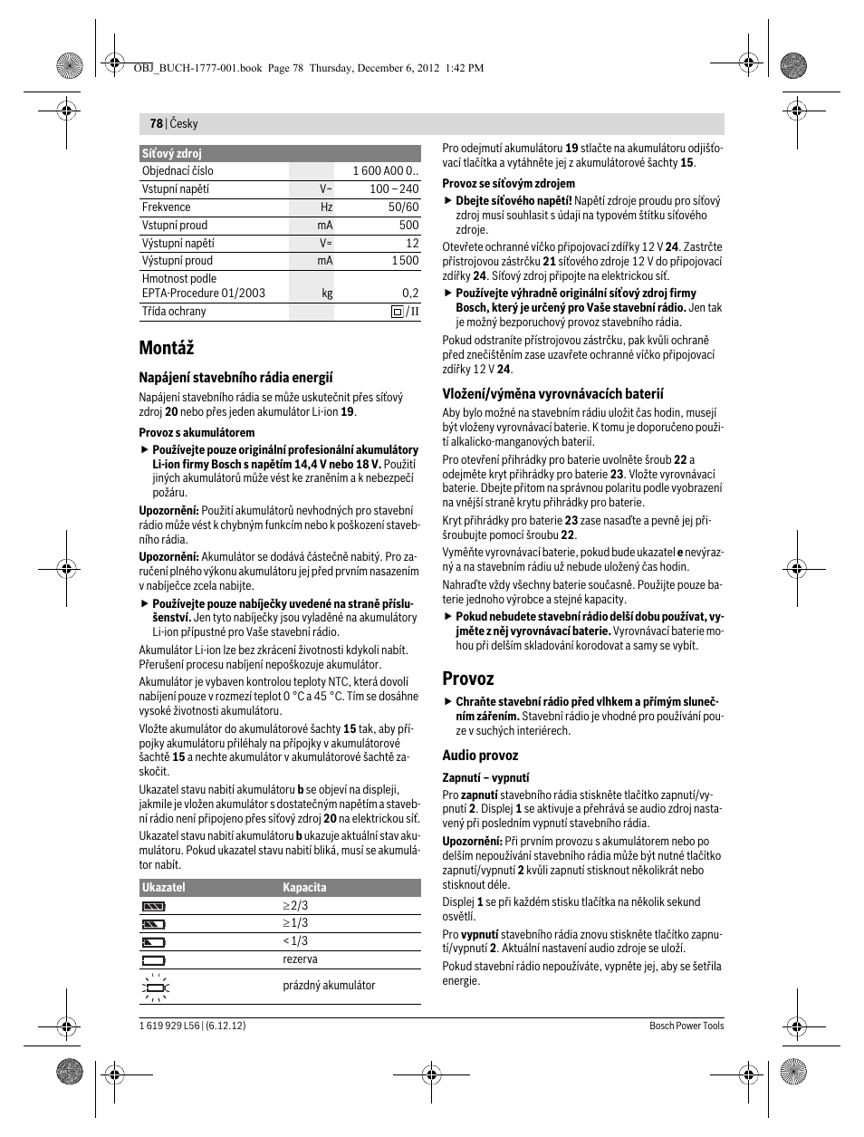 Montáž, Provoz | Bosch GML SoundBoxx Professional 14,4 V User Manual | Page 78 / 157