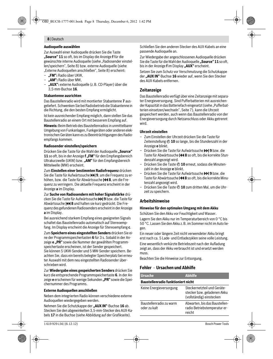 Bosch GML SoundBoxx Professional 14,4 V User Manual | Page 8 / 157