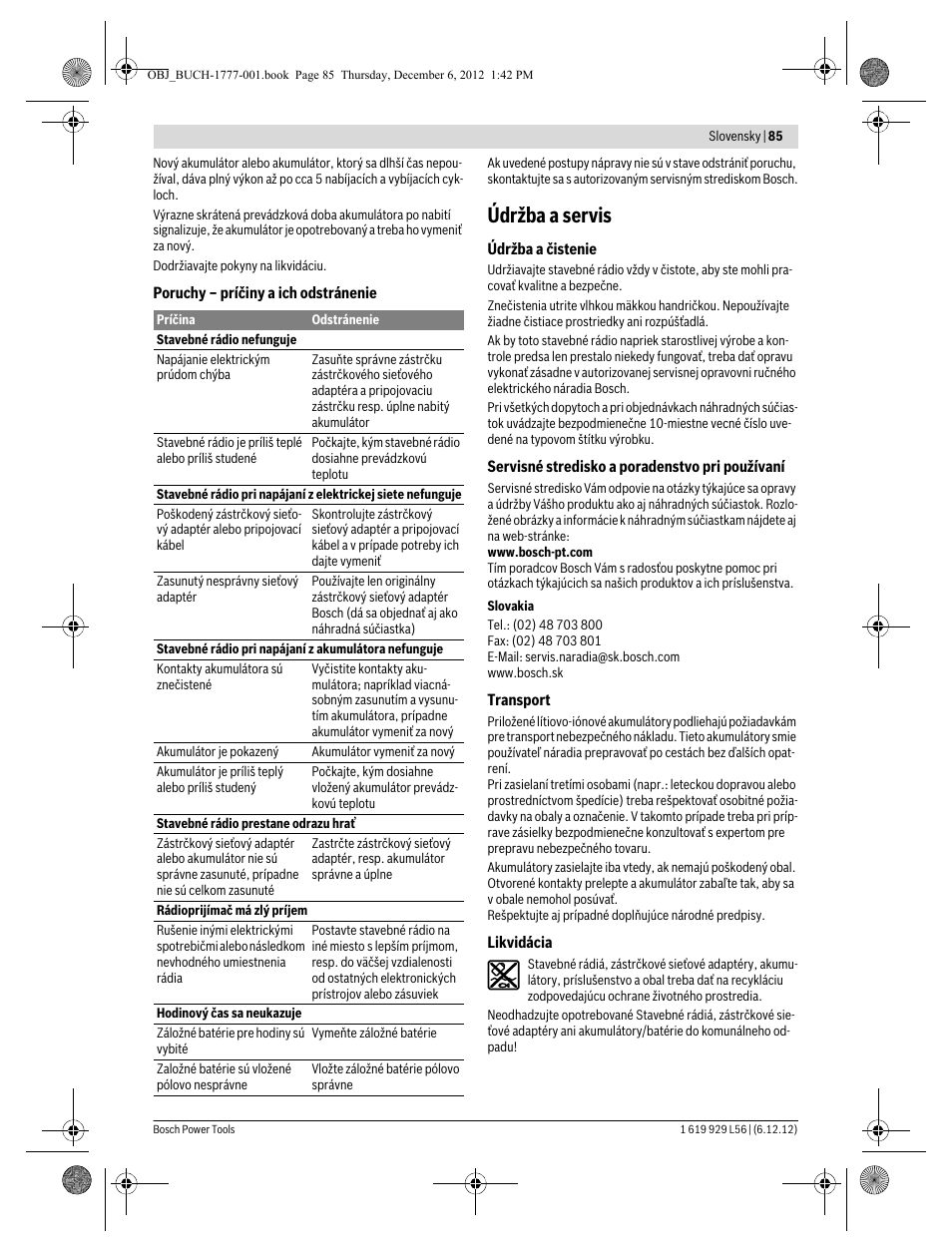Údržba a servis | Bosch GML SoundBoxx Professional 14,4 V User Manual | Page 85 / 157