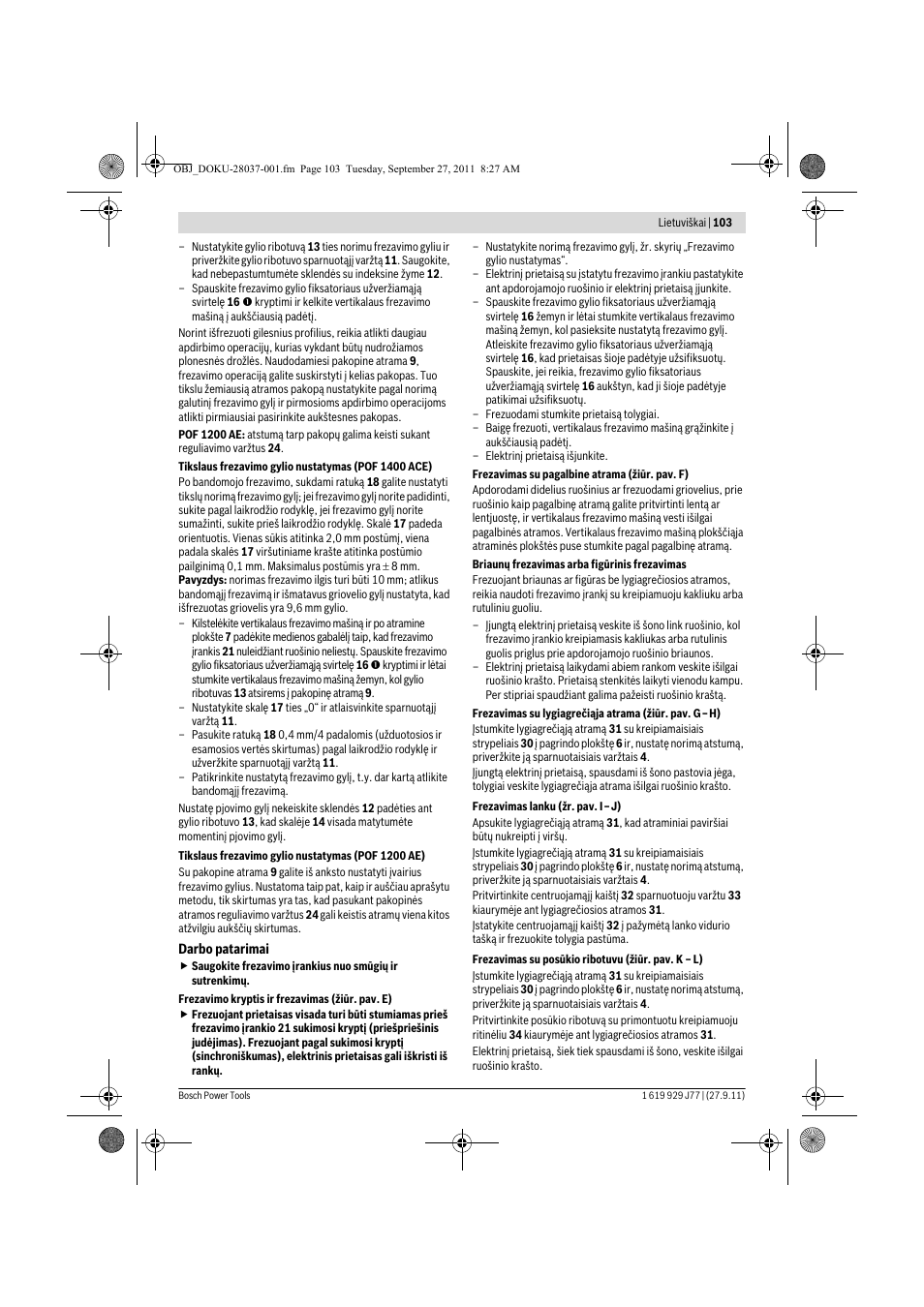 Bosch POF 1200 AE User Manual | Page 103 / 106