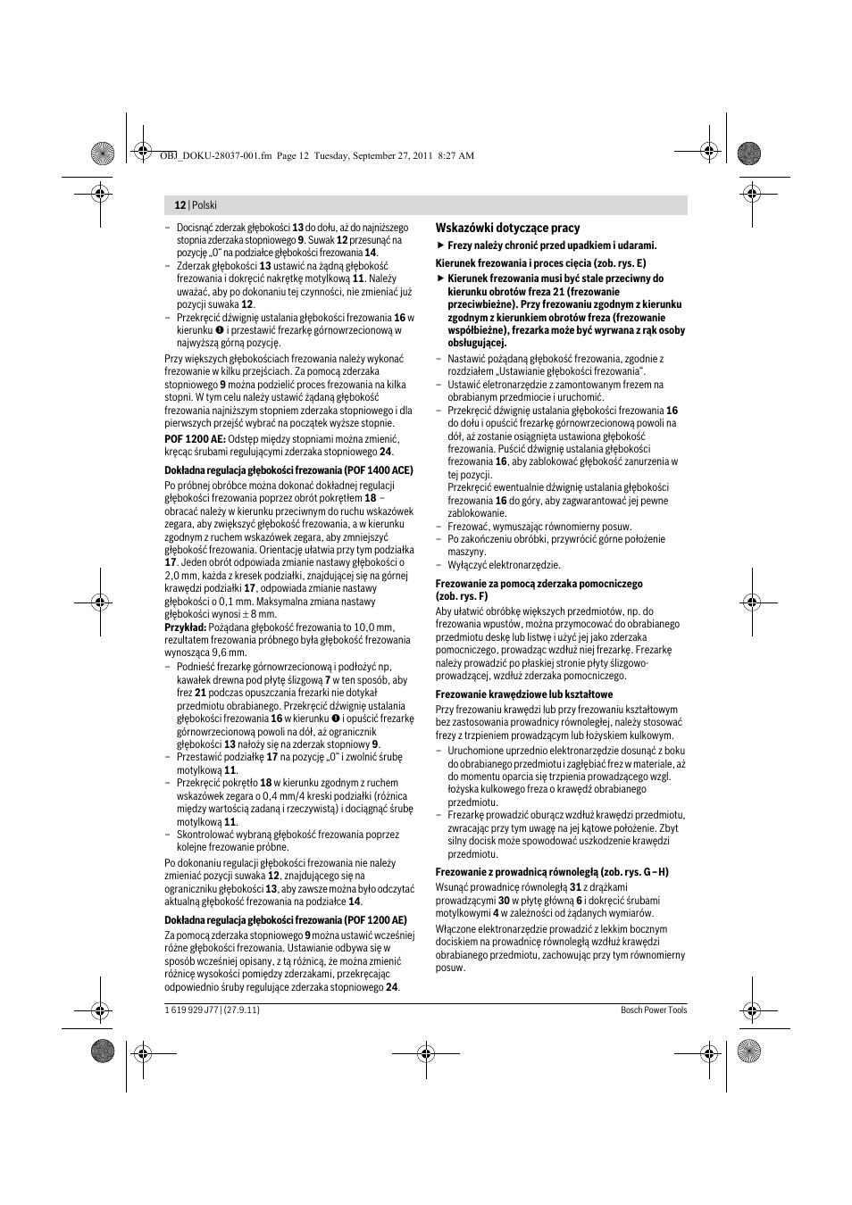 Bosch POF 1200 AE User Manual | Page 12 / 106