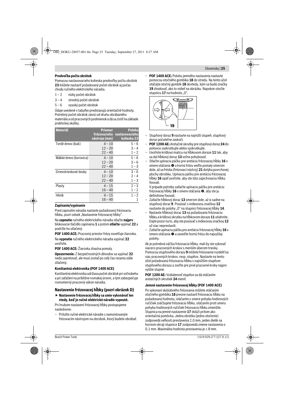 Bosch POF 1200 AE User Manual | Page 25 / 106