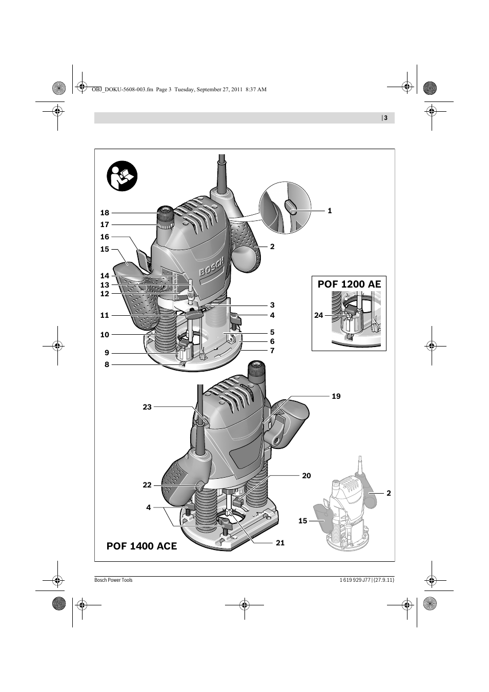 Bosch POF 1200 AE User Manual | Page 3 / 106