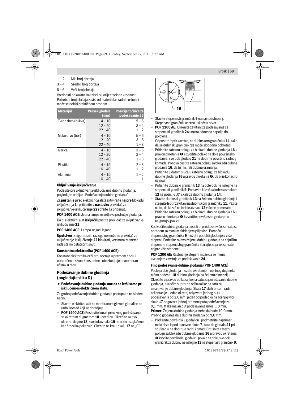 Bosch POF 1200 AE User Manual | Page 69 / 106