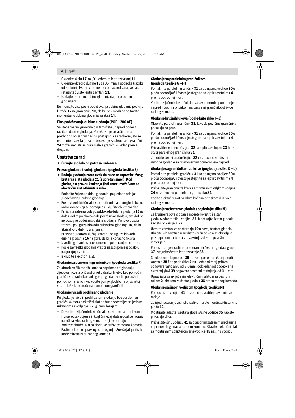 Bosch POF 1200 AE User Manual | Page 70 / 106