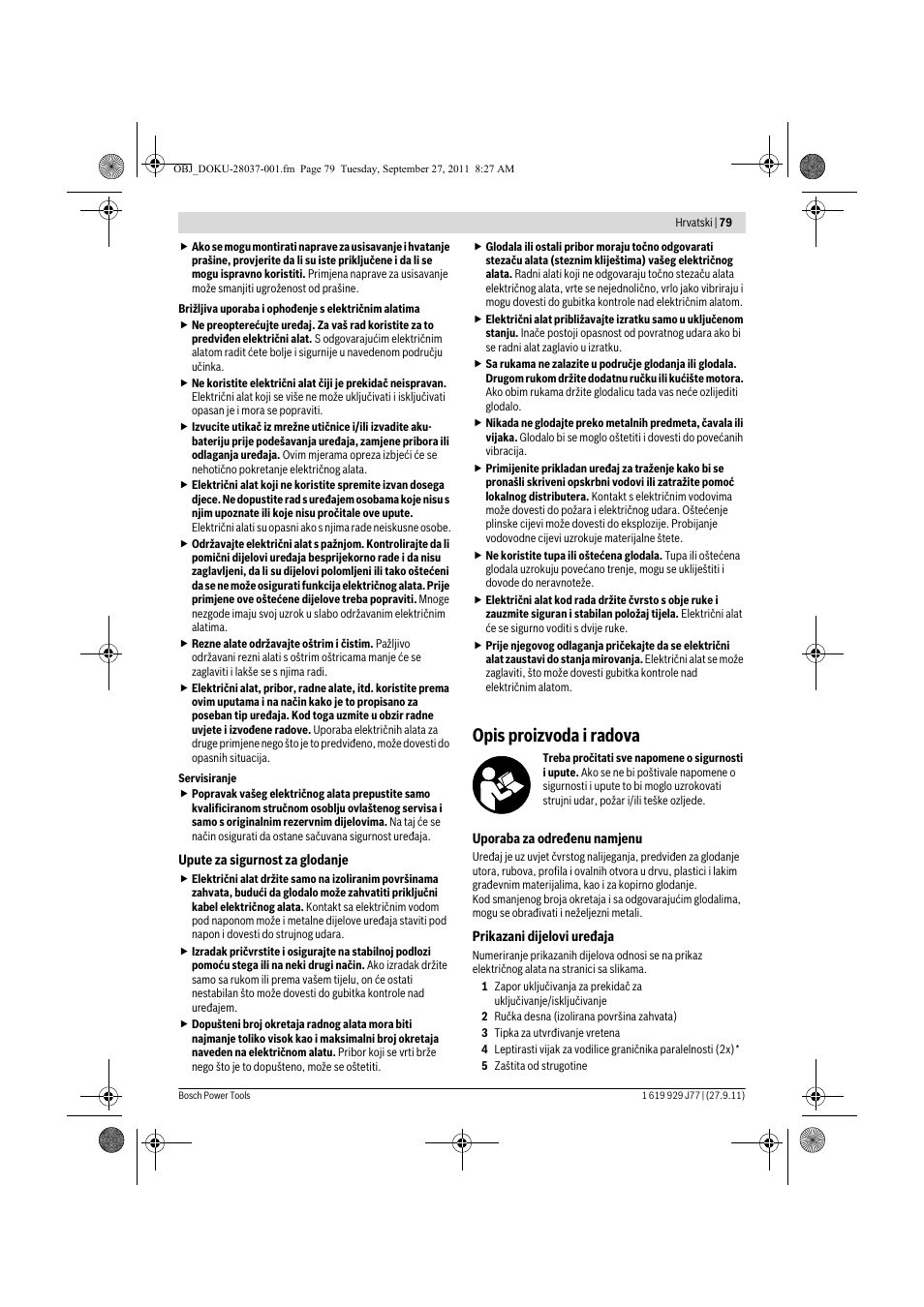 Opis proizvoda i radova | Bosch POF 1200 AE User Manual | Page 79 / 106