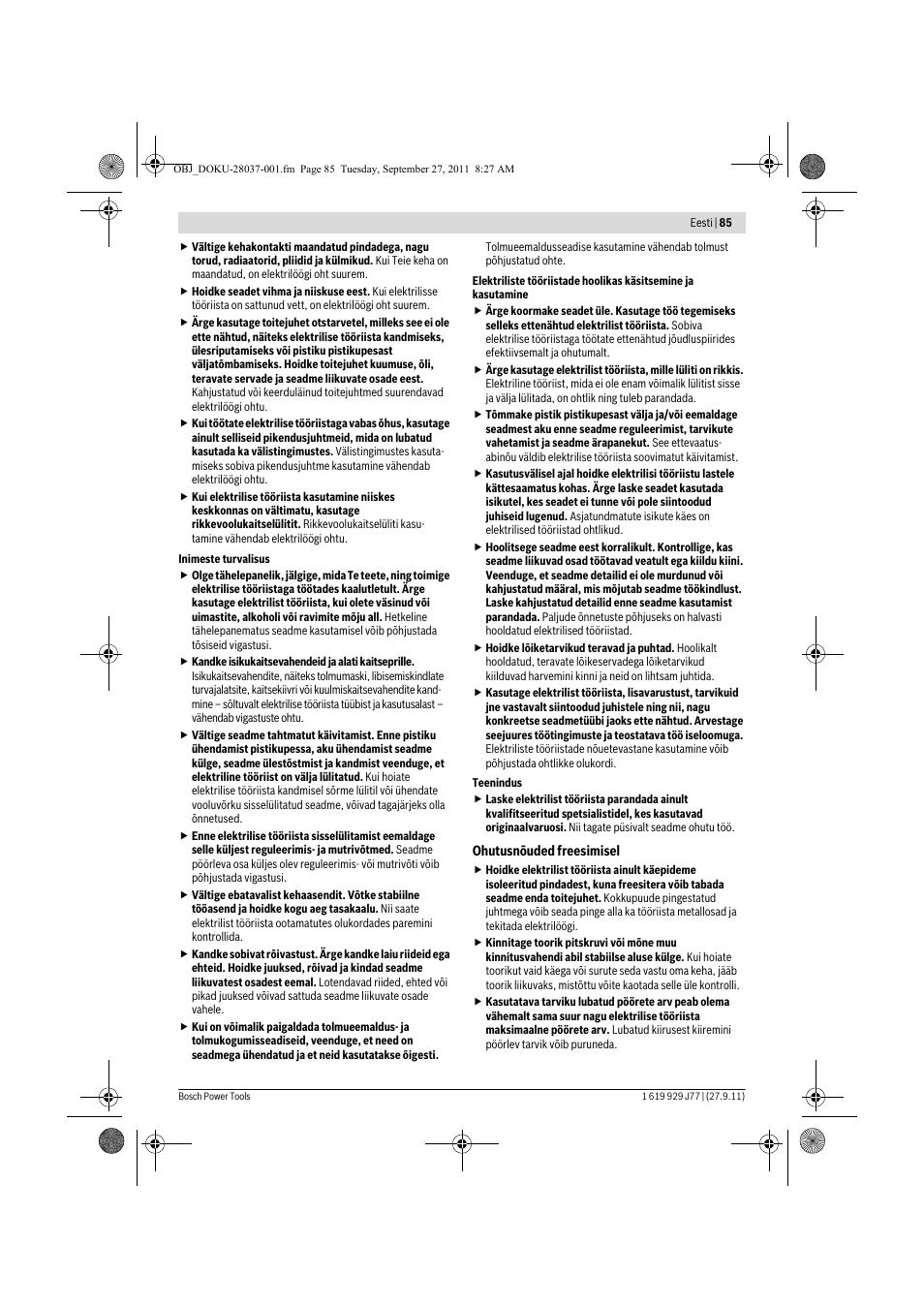 Bosch POF 1200 AE User Manual | Page 85 / 106