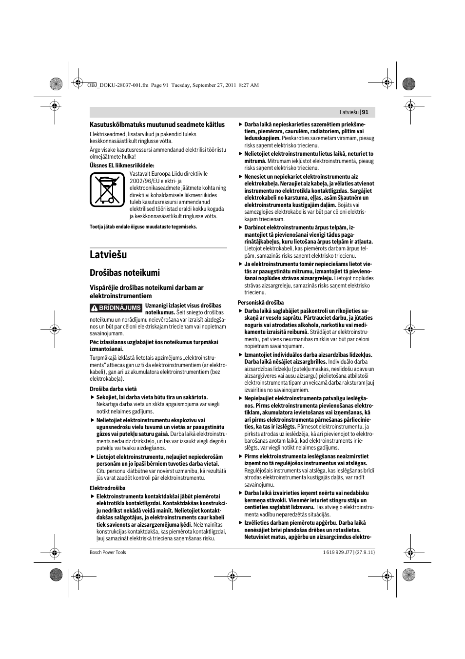 Latviešu | Bosch POF 1200 AE User Manual | Page 91 / 106