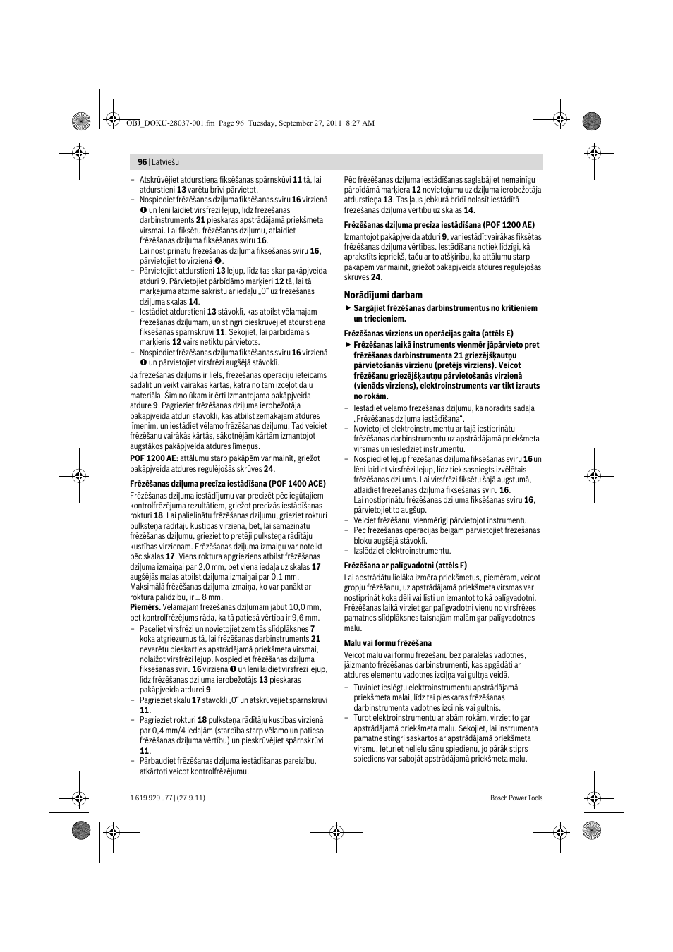 Bosch POF 1200 AE User Manual | Page 96 / 106