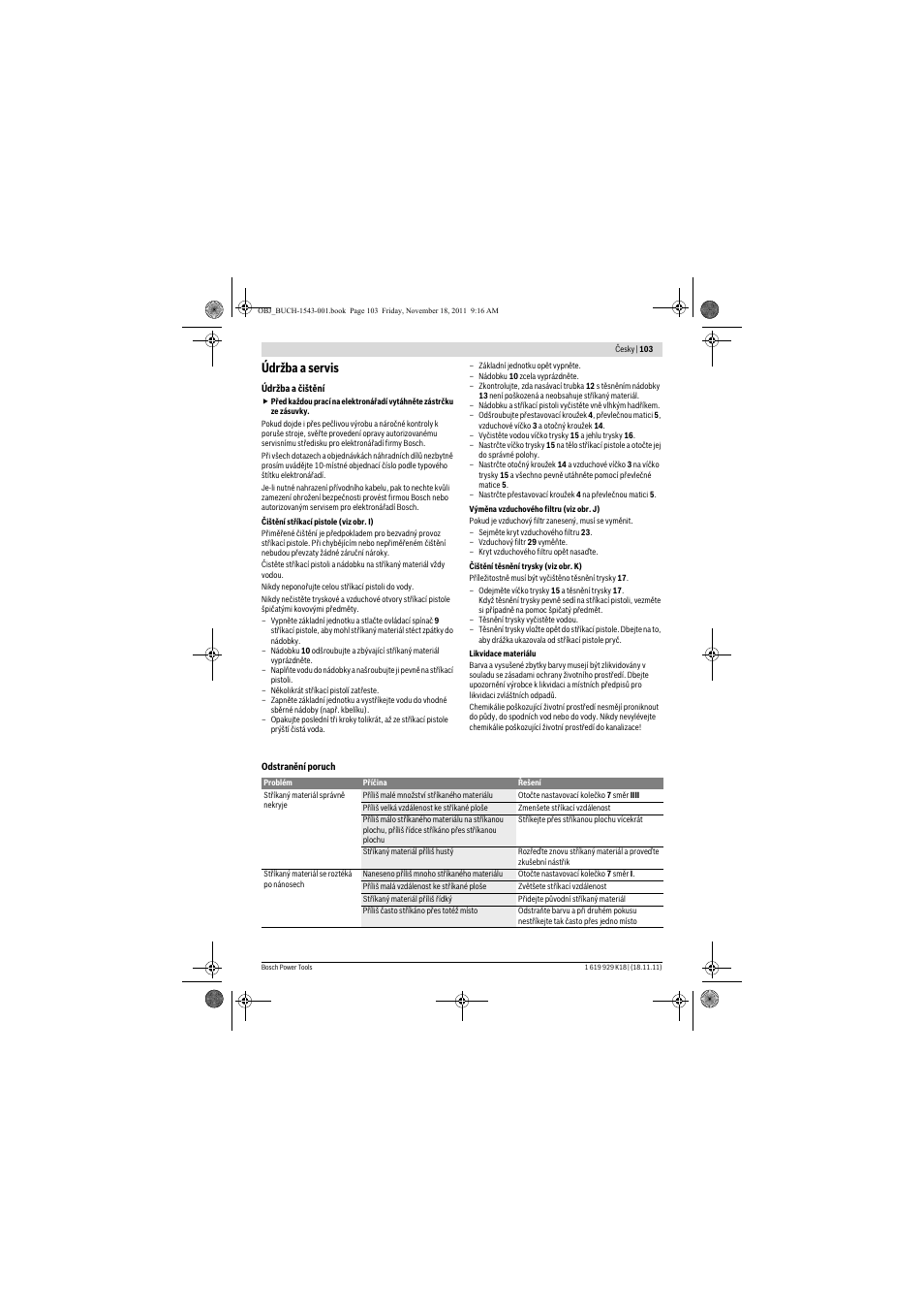 Údržba a servis | Bosch PFS 105 E WALLPaint User Manual | Page 103 / 185