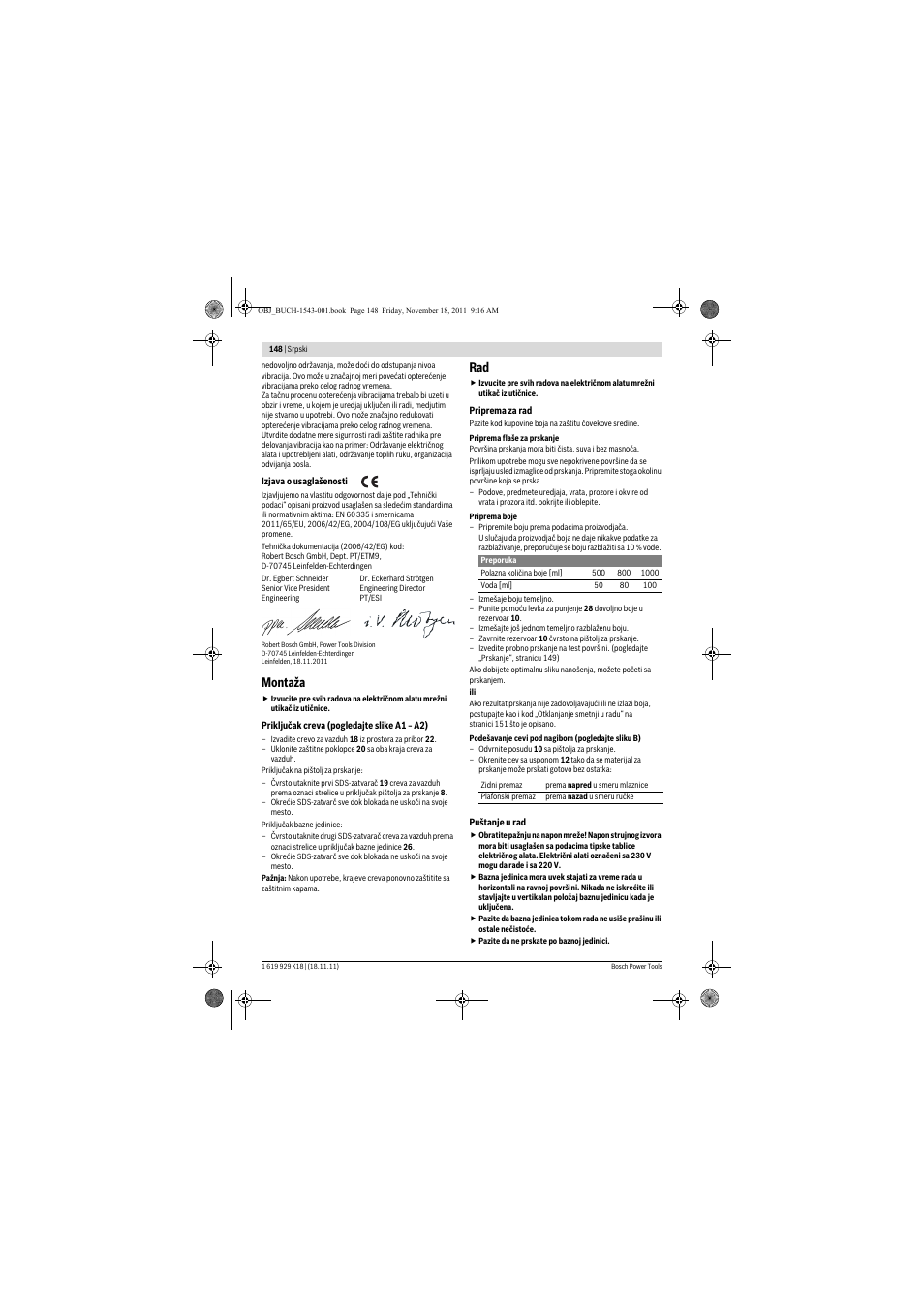 Montaža | Bosch PFS 105 E WALLPaint User Manual | Page 148 / 185