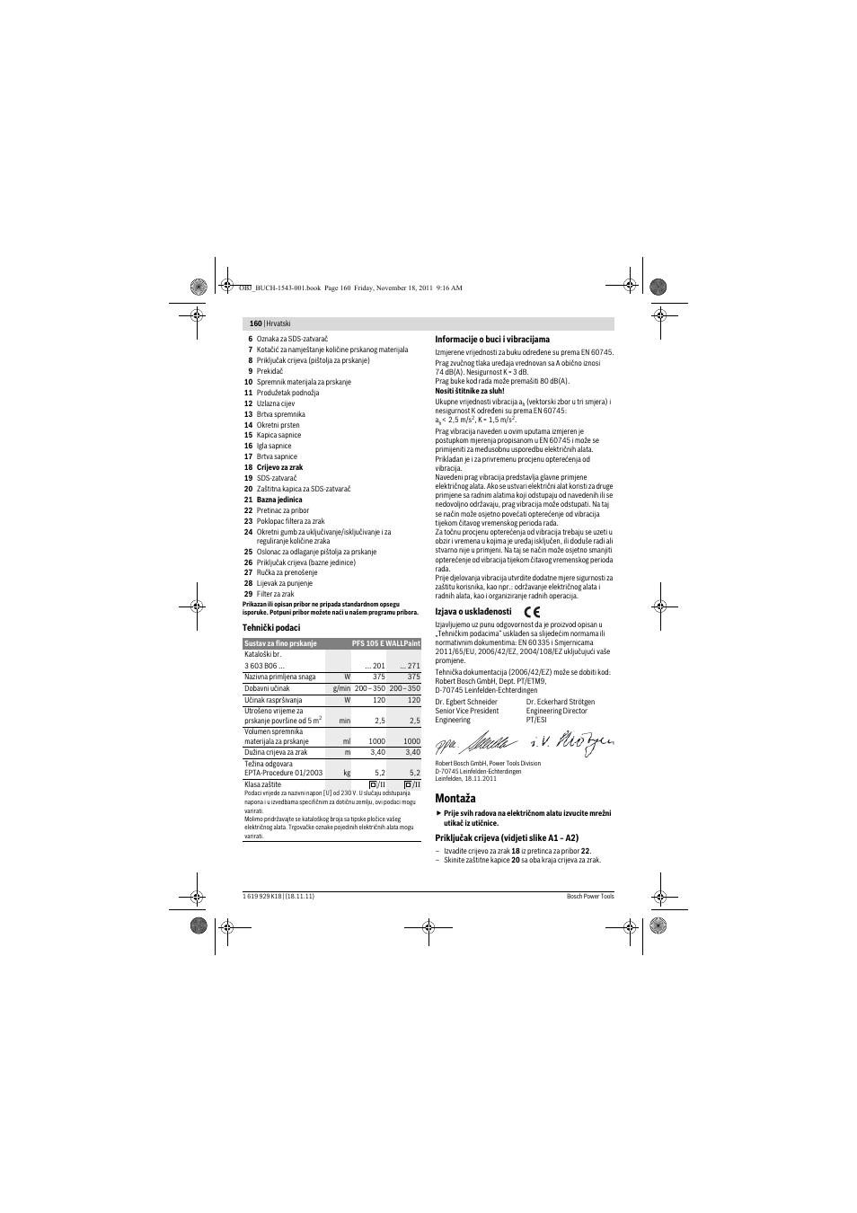 Montaža | Bosch PFS 105 E WALLPaint User Manual | Page 160 / 185