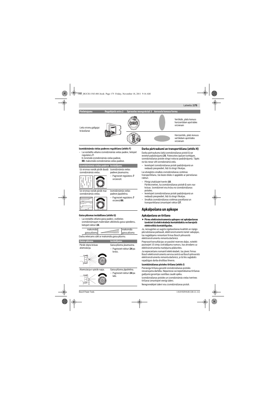 Apkalpošana un apkope | Bosch PFS 105 E WALLPaint User Manual | Page 175 / 185