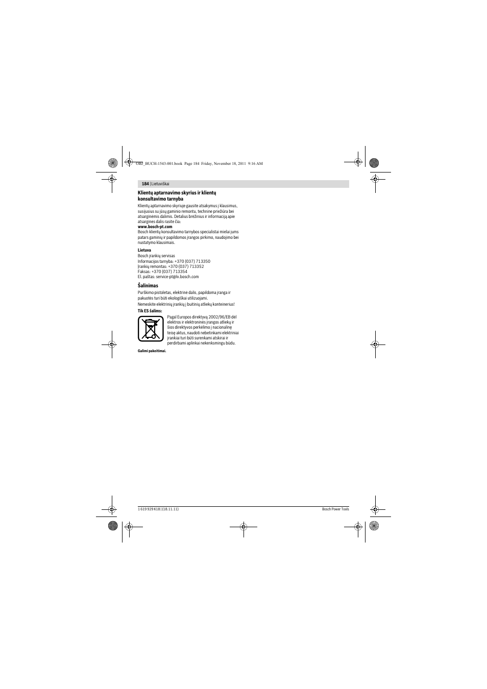 Bosch PFS 105 E WALLPaint User Manual | Page 184 / 185