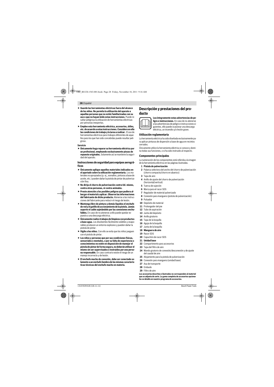 Descripción y prestaciones del pro- ducto | Bosch PFS 105 E WALLPaint User Manual | Page 28 / 185