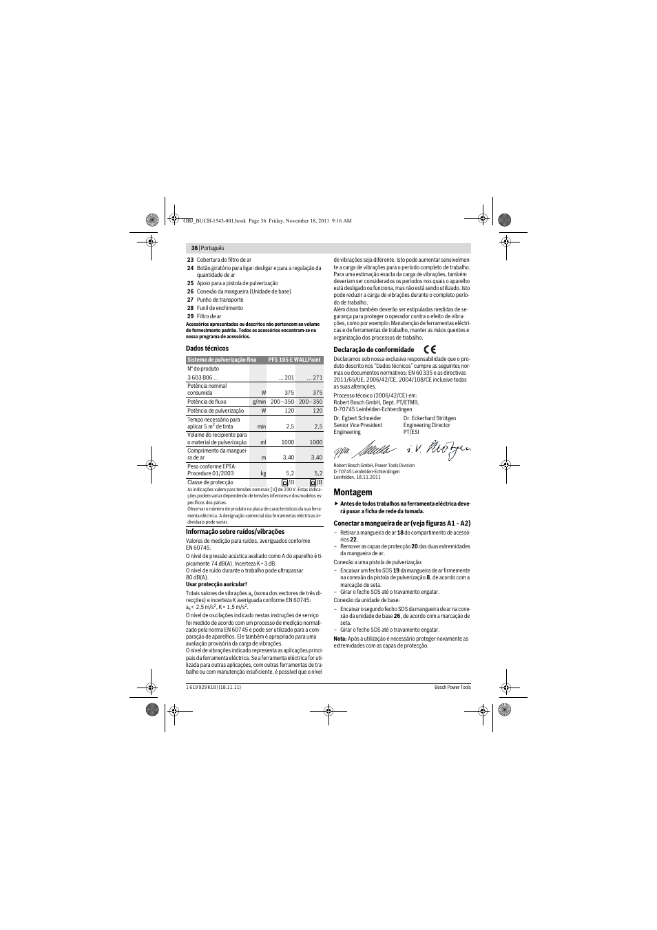 Montagem | Bosch PFS 105 E WALLPaint User Manual | Page 36 / 185