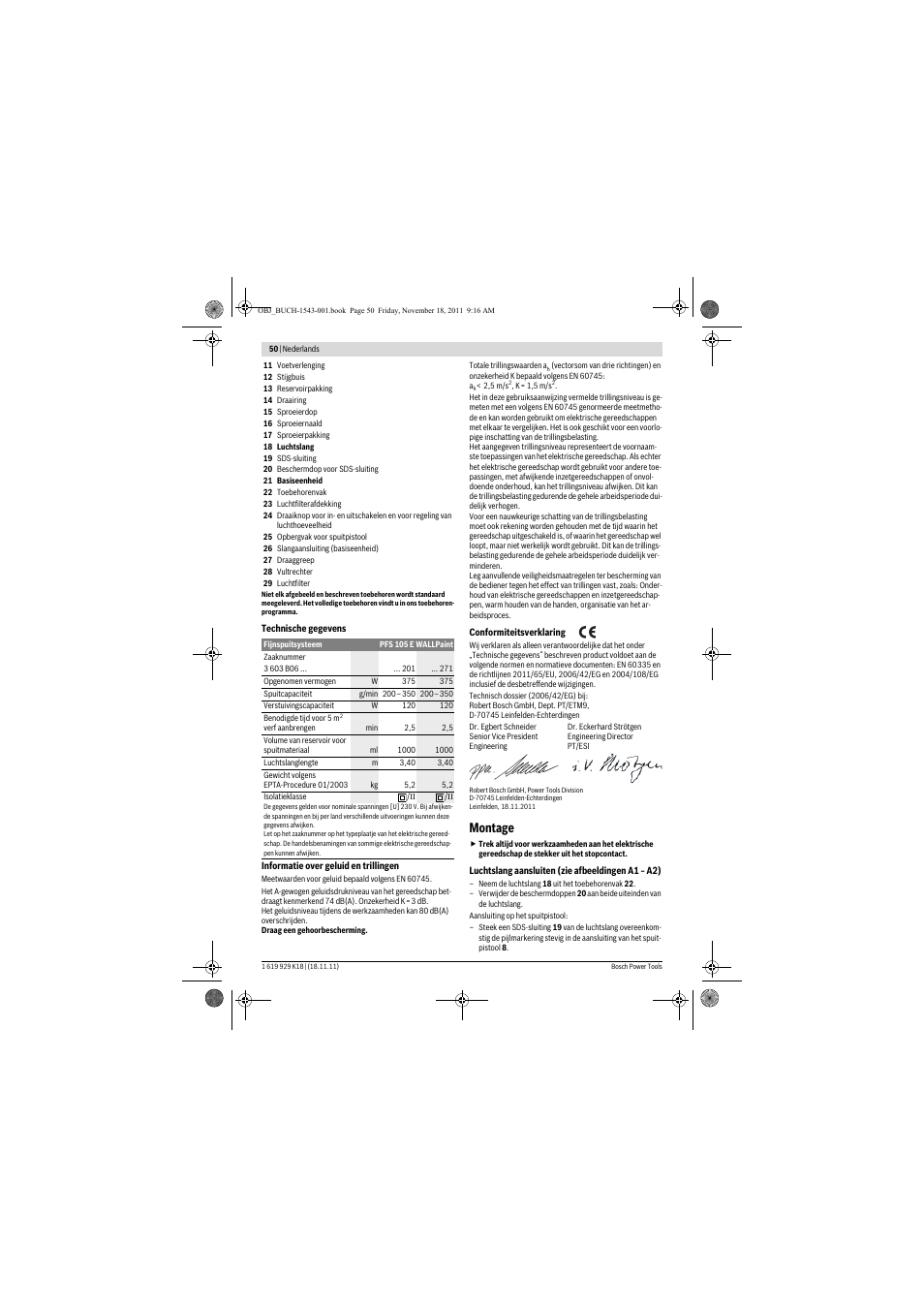 Montage | Bosch PFS 105 E WALLPaint User Manual | Page 50 / 185