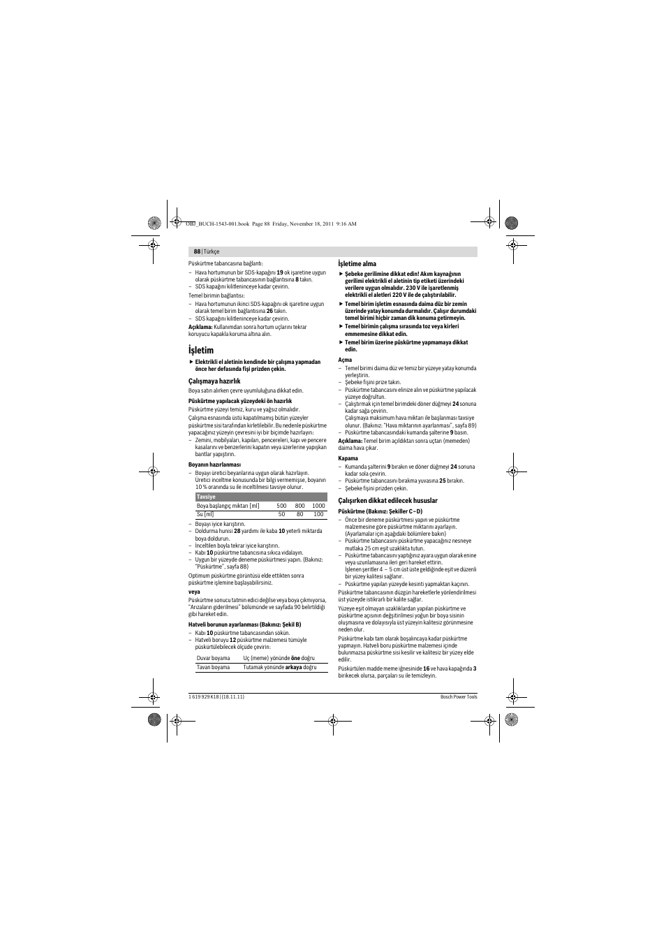 Işletim | Bosch PFS 105 E WALLPaint User Manual | Page 88 / 185