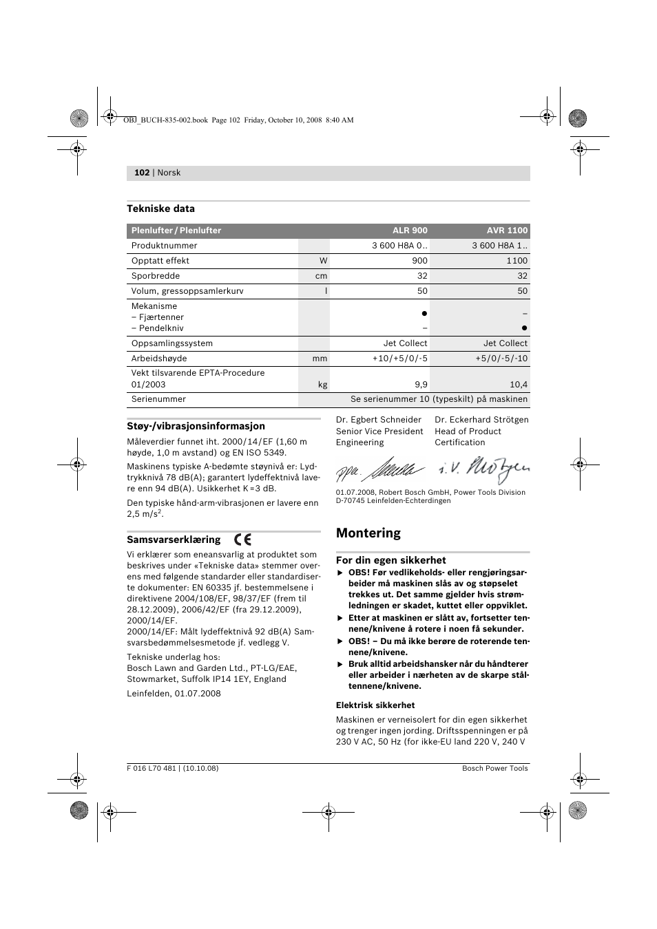 Montering | Bosch ALR 900 User Manual | Page 102 / 282