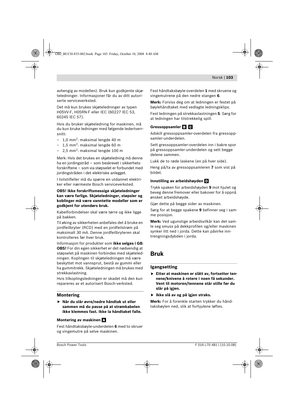 Bruk | Bosch ALR 900 User Manual | Page 103 / 282