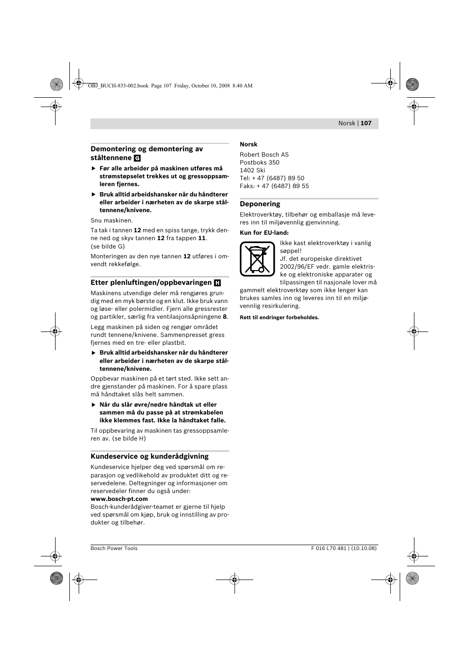 Bosch ALR 900 User Manual | Page 107 / 282