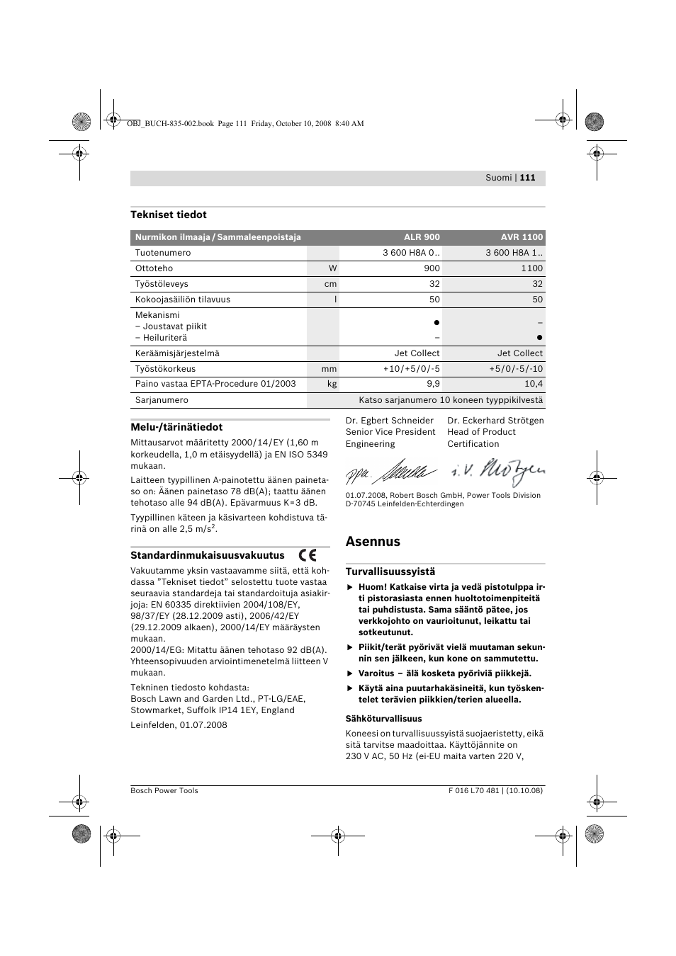 Asennus | Bosch ALR 900 User Manual | Page 111 / 282